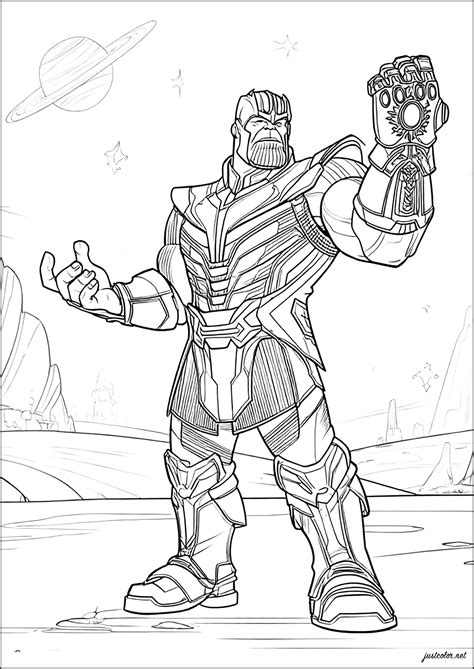 Thanos and his Infinity Gauntlet - Thanos Coloring Pages