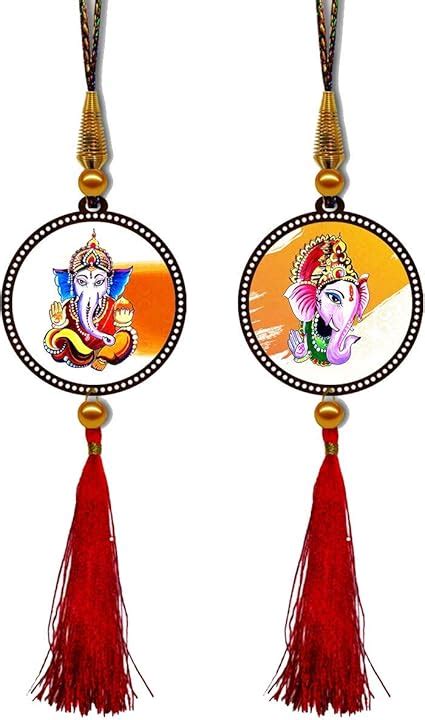 GiftzLane Lord Ganesha (Colorful) Premium Car Hanging Combo (Set of 2 ...