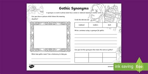 Gothic Synonyms Worksheet
