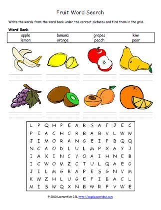 Fruit Word Search