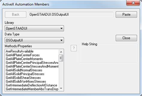 Displaying OpenSTAAD Functions in the Objects Browser