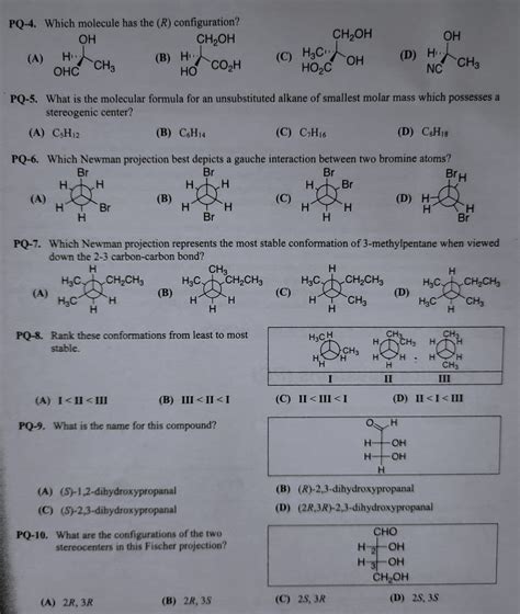 Answered: PQ-4. Which molecule has the (R)… | bartleby