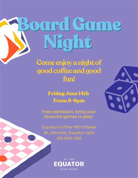 Equator Coffee - Board Game Night , Equator Coffee Roasters (Almonte ...