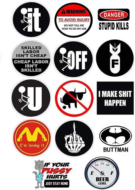 Funny Hard Hat Stickers | 14 Quality Decal Value Pack | Great for ...