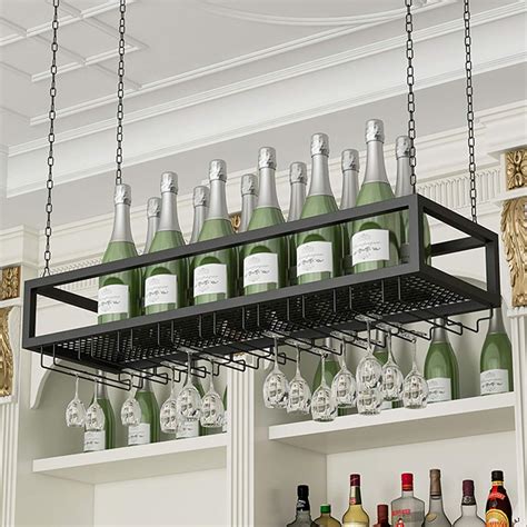 Amazon.com: YySXIQ Wine Rack,Wall Mounted - Metal Bar Hanging Cabinet ...