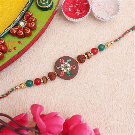 Send Multicolored Kundan Beaded Rakhi Online | Rakhibazaar.com