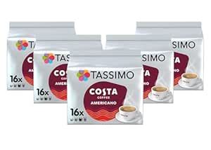 Tassimo Costa Americano Coffee Pods (Case of 5, Total 80 pods, 80 ...
