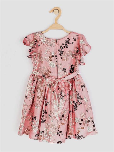 Buy Girls Peach Printed Dress | Peppermint
