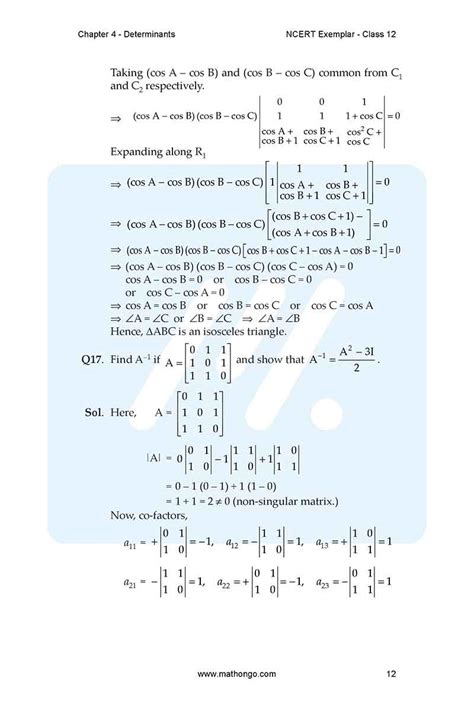 Image result for Maths Chapter 4 Class 12 PDF