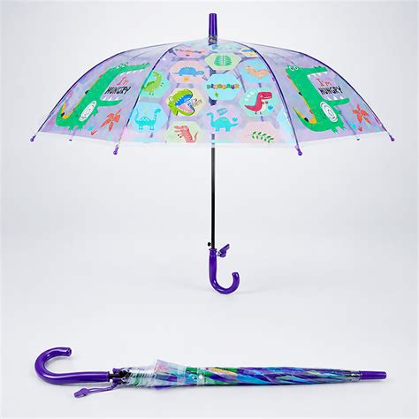 Transparent Croc Dino Panel Purple Handle Printed Umbrella for Kids-3 ...