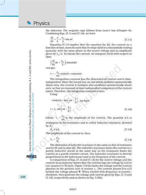 Alternating Current - NCERT Book of Class 12 Physics Part I