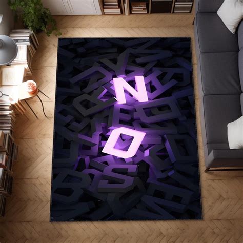 NO Design Area Rug, Modern Motivational Carpet, Glow in the Dark Rug ...