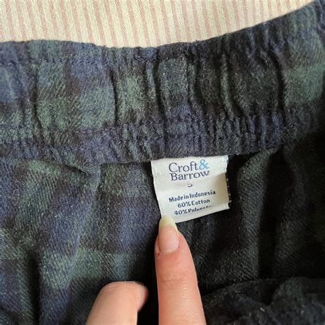 croft & barrow green and blue gingham pajama pants - Depop