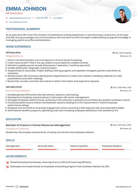 10+ HR Executive Resume Samples & Templates for 2025