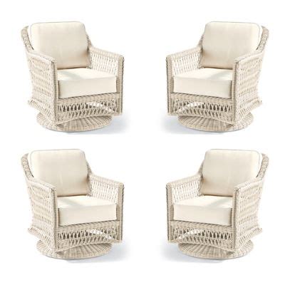 Hampton 4-pc. Swivel Lounge Chair in Ivory Wicker | Frontgate