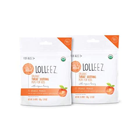 Lolleez Organic Sore Throat Soothing Pops with Honey for Kids Orange ...