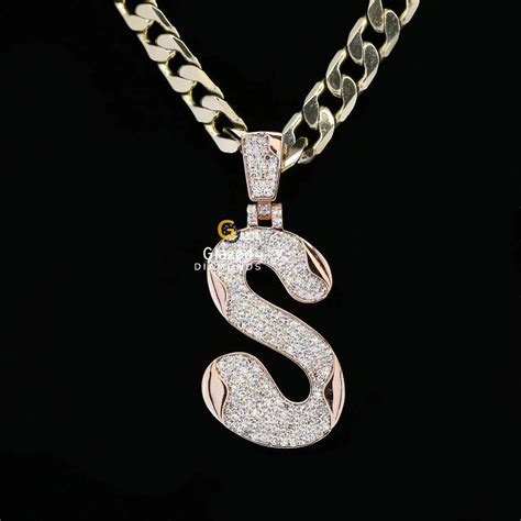 Custom S Initial Moissanite Diamond Letter Pendant – Glazed Diamonds