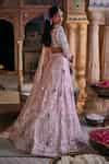 Buy Pink Net Pearls, Sequins, Bahaar Gunj 3d Floral Embroidered Bridal ...