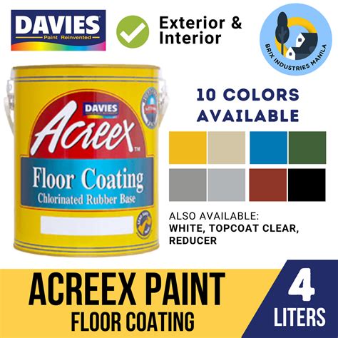 Davies Acreex Rubberized Floor Paint 1 Liter or 4 Liters Floor Coating ...