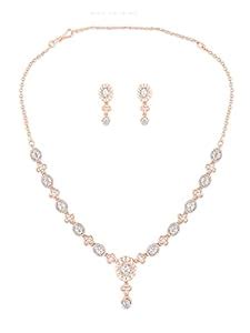 Buy ZAVERI PEARLS Rose Gold Dazzling Cubic Zirconia Contemporary ...