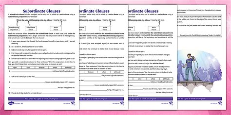 KS2 Subordinate Clauses Differentiated Worksheet - Twinkl