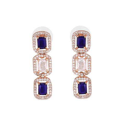 Buy Estele Rose Gold Plated CZ Elegant Neklace Set with Blue Stones for ...