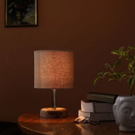 Edra Lamp with Grey Shade - 11.5 inch, Wood