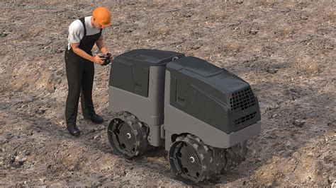 3D model Construction Worker with Trench Roller Rigged | 3D Molier ...