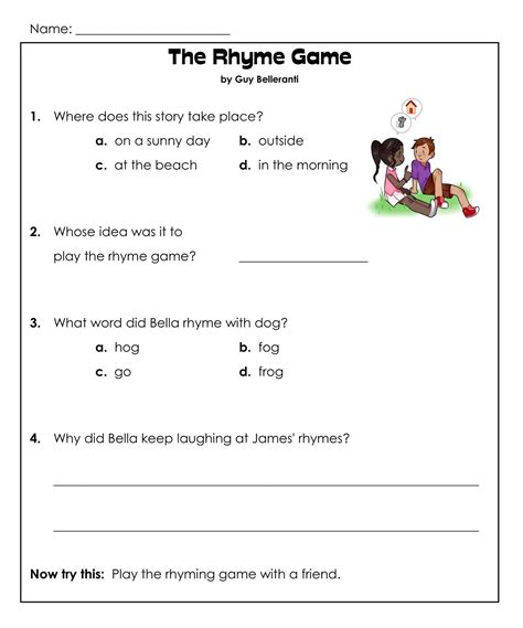 Free Printable Reading Comprehension Worksheets For 1St Grade