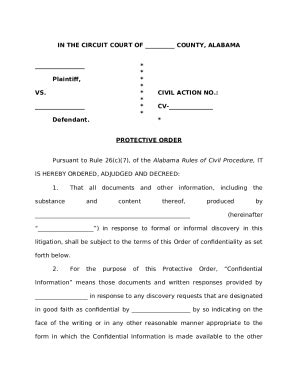 Alabama Protective Order - Blank Fillable Template | Fill Out, Print ...