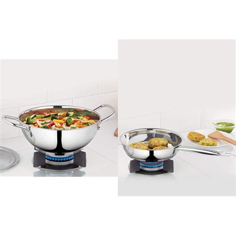 Buy Borosil - Stainless Steel Deep Kadhai with Lid, 2.8 L & Borosil ...