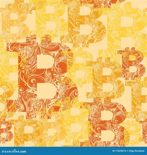 Seamless Background with Orange Symbols Bitcoins. Stock Vector - Illustration of decorative ...