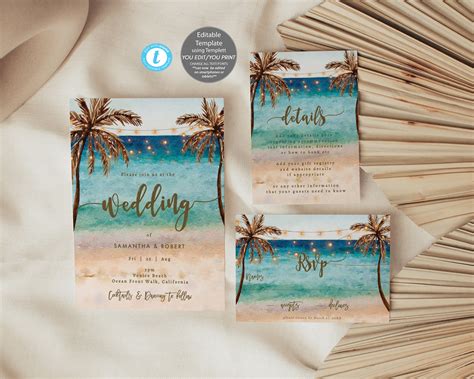 Boxed Beach Wedding Invitations