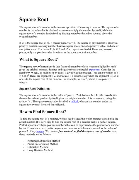 Image result for Square Root Definition