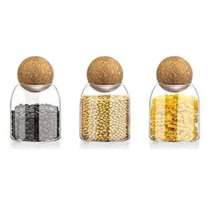 Buy TAPIT Glass Jar with Ball Cork Lid, Glass Canister with Wood Lid ...