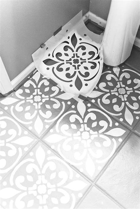 Stencil Painted Tile Floor