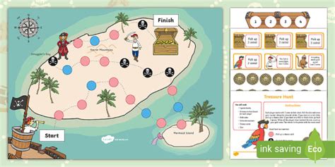 Pirate Treasure Hunt Board Game (teacher made) - Twinkl