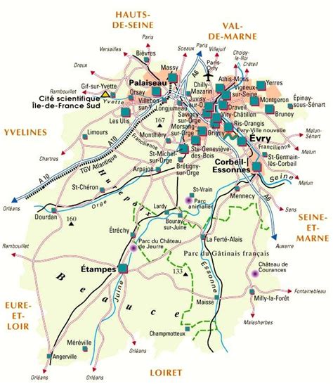 Carte Departement Essonne (91) | Carte, Gif sur yvette, Les ulis