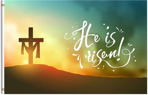 Buy Easter Cross Religious He is Risen Flag 3x5 Feet with Brass Grommet ...