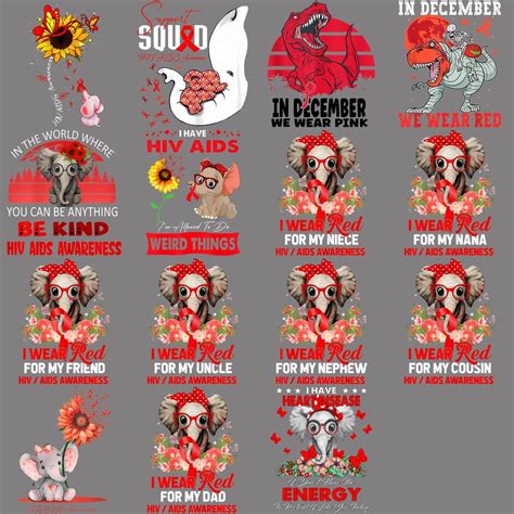 Dino Red Ribbon PNG - Funny HIV AIDS Awareness Sublimation Clipart ...