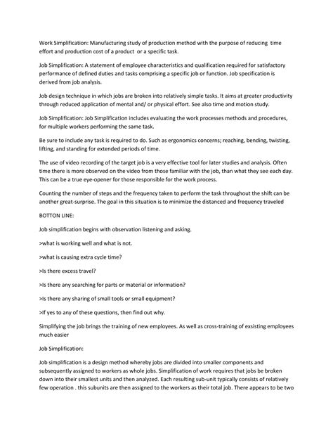 Image result for Example of Job Simplification