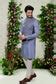 Grey indowestern with resham and cut-dana work