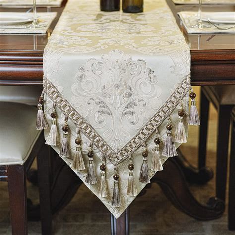 Buy Loom and Mill Luxury Thick Damask Table Runner, Floral Jacquard ...