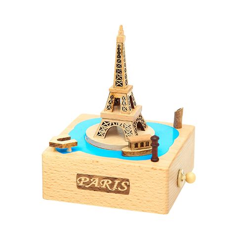 Buy YANDAN Eiffel Tower Music Box Stem-winding Musical Box Beech Wood ...