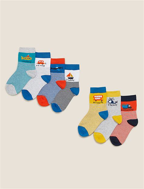 Buy 7pk Cotton Rich Days Of The Week Socks at Marks & Spencer