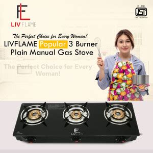 LIVFLAME Popular Cute Plain Burner Toughened Glass Gas stove (Manual ...