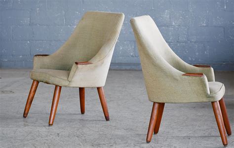 Pair of Danish 1950's Scoop Lounge Chairs with Teak Armrests at 1stDibs ...