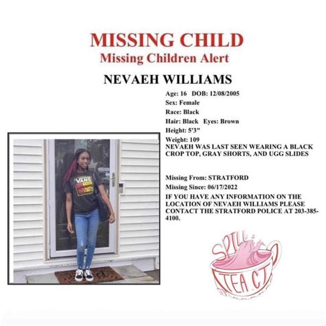 Nevaeh Williams missing from Stratford CT since ***, was last ...
