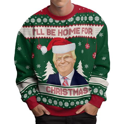 Trump Ill Be Home For Christmas Ugly Sweater - oomium.com