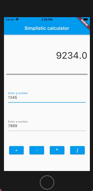 Arithmetic Operation Using Flutter in Android 的图像结果